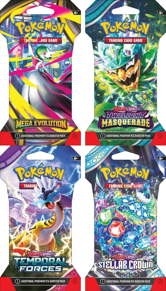 PROMO 4 Sleeved Booster de Distintas Expansiones (ESPAÑOL)